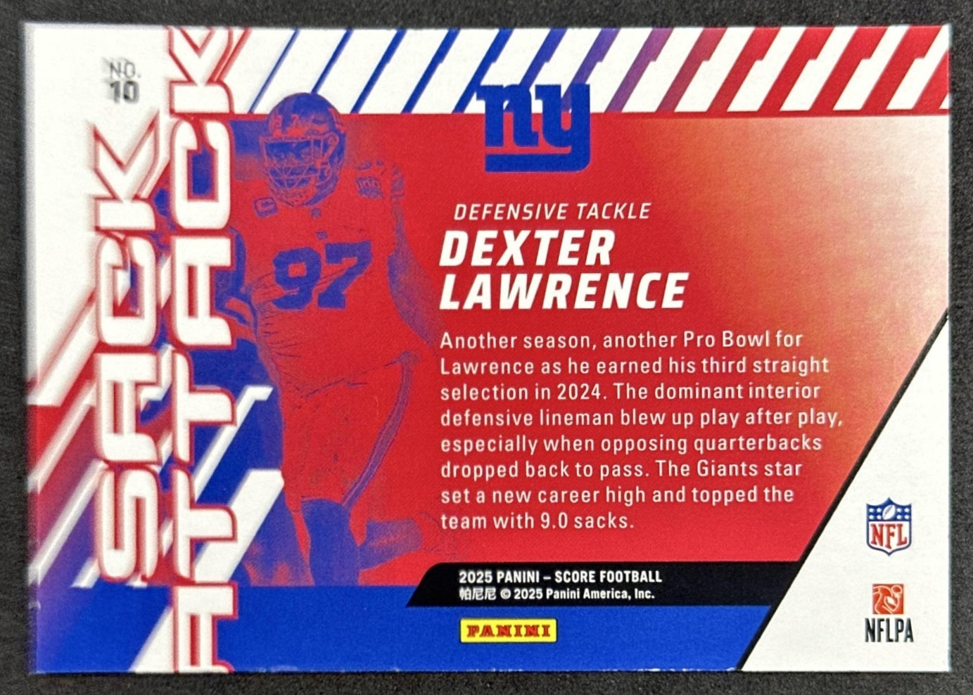 Dexter Lawrence 2025 Panini Score Sack Attack Giants