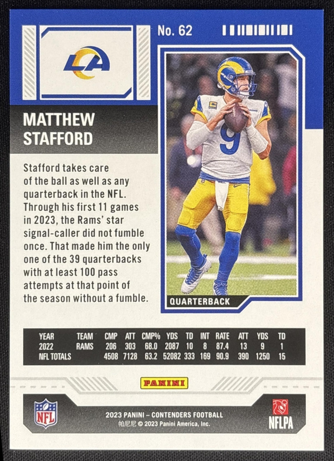 Matthew Stafford 2023 Panini Contenders Divisional Ticket /149 Rams Sports Trading Card