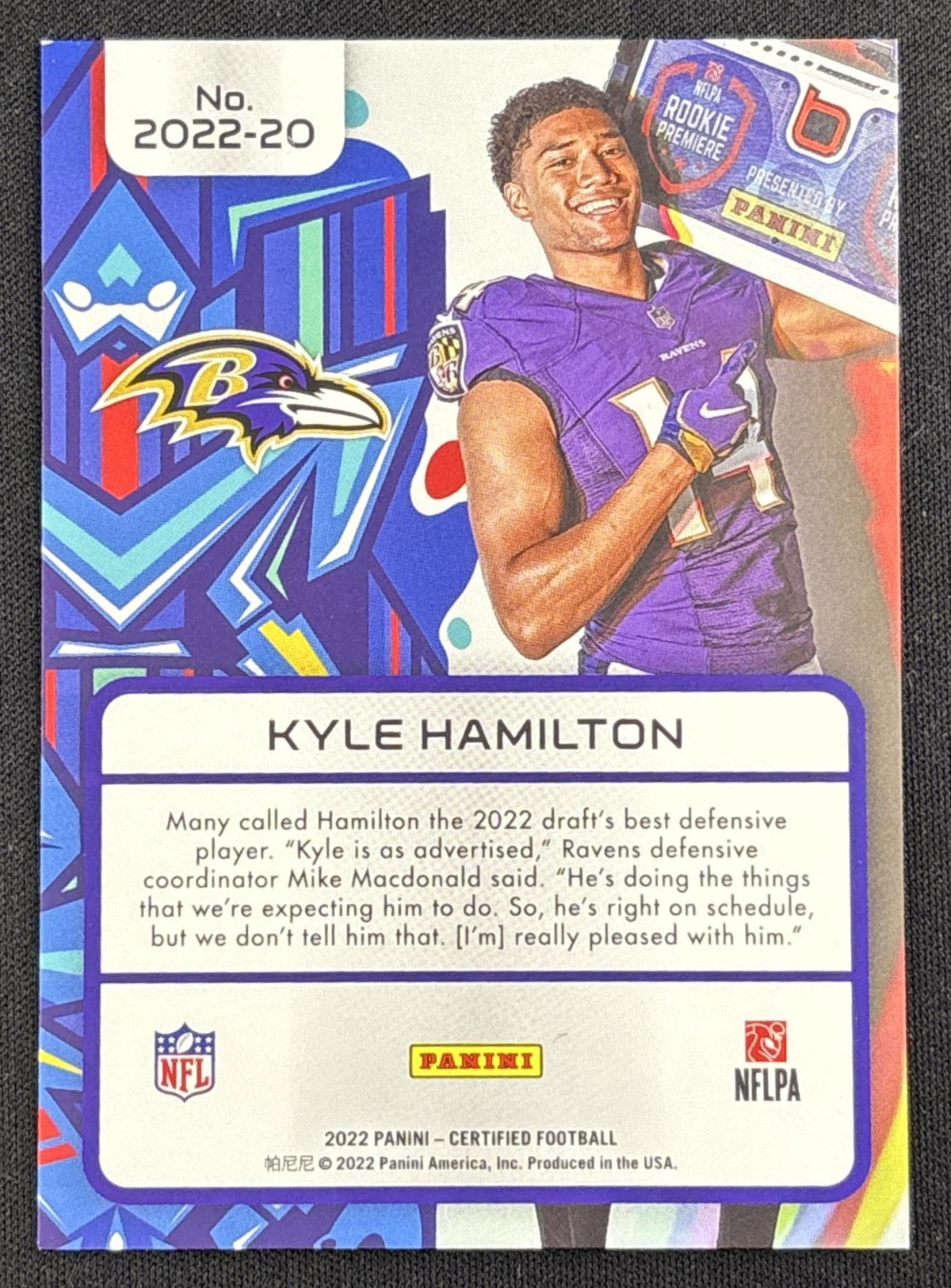 Kyle Hamilton 2022 Panini Certified Mirror Blue /75 Ravens
