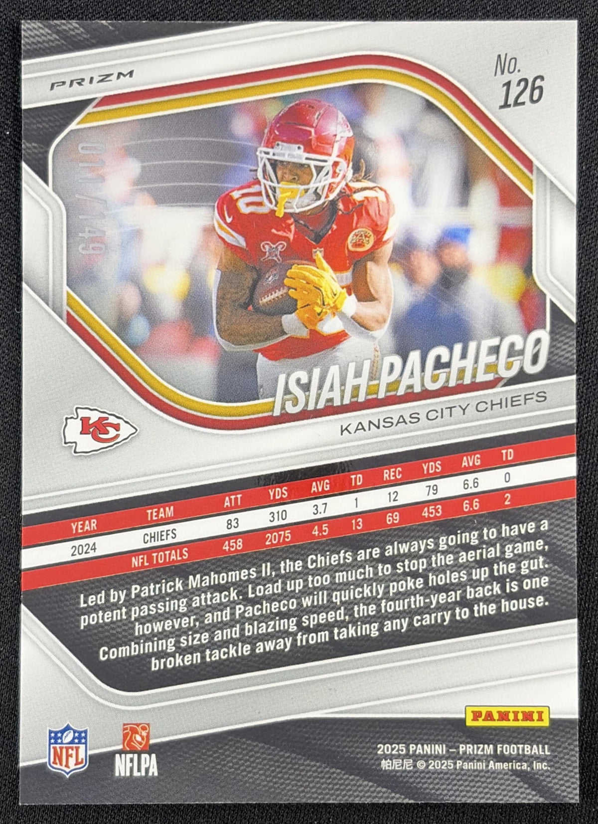 Isiah Pacheco 2025 Panini Prizm Red Wave /149 Chiefs