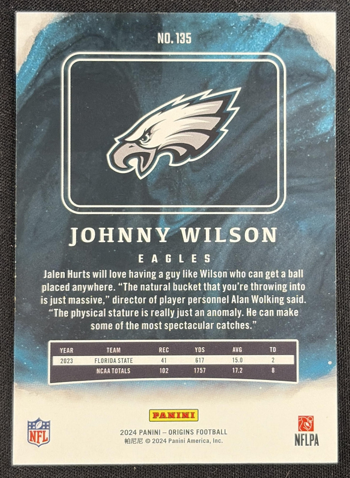 Johnny Wilson 2024 Panini Origins Rookies Eagles