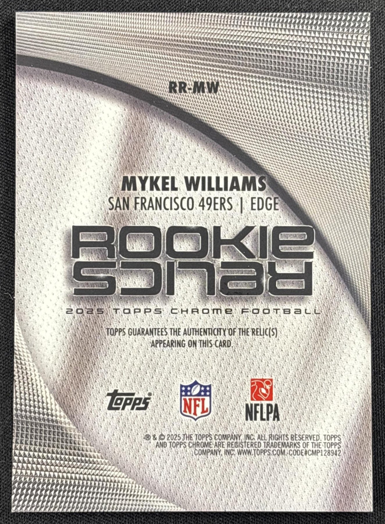 Mykel Williams 2025 Topps Chrome Rookie Relics 49ers