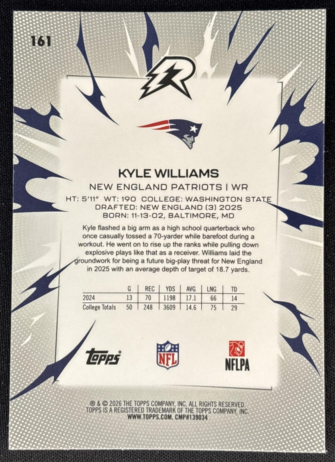 Kyle Williams 2025 Topps Resurgence Patriots Sports Trading Cards