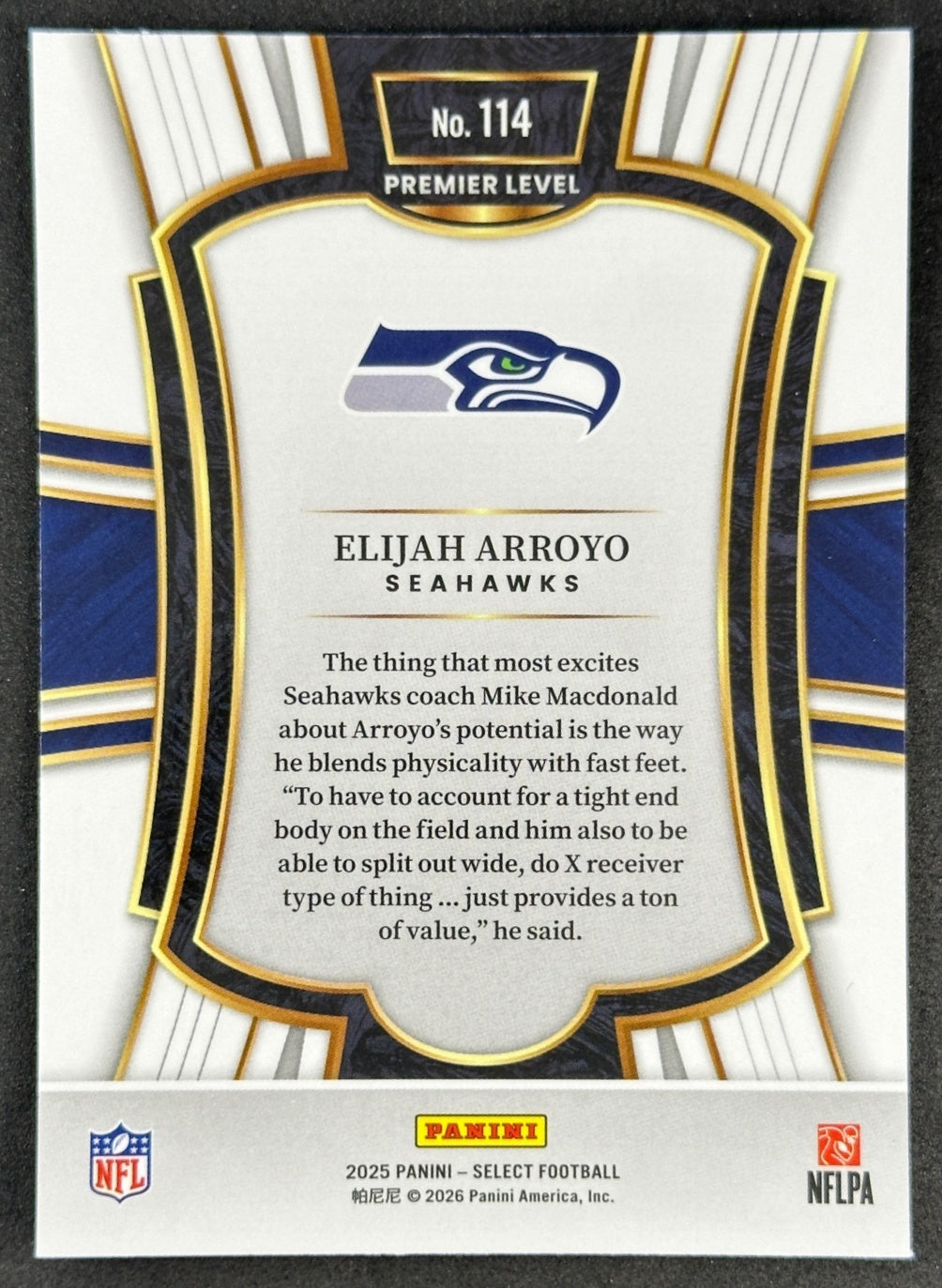 Elijah Arroyo 2025 Select Premier Level Seahawks Sports Trading Cards