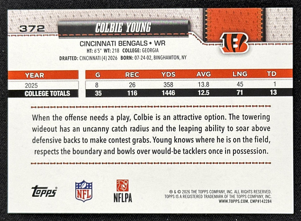 Colbie Young 2026 Topps Flagship Fanatics Foil Bengals