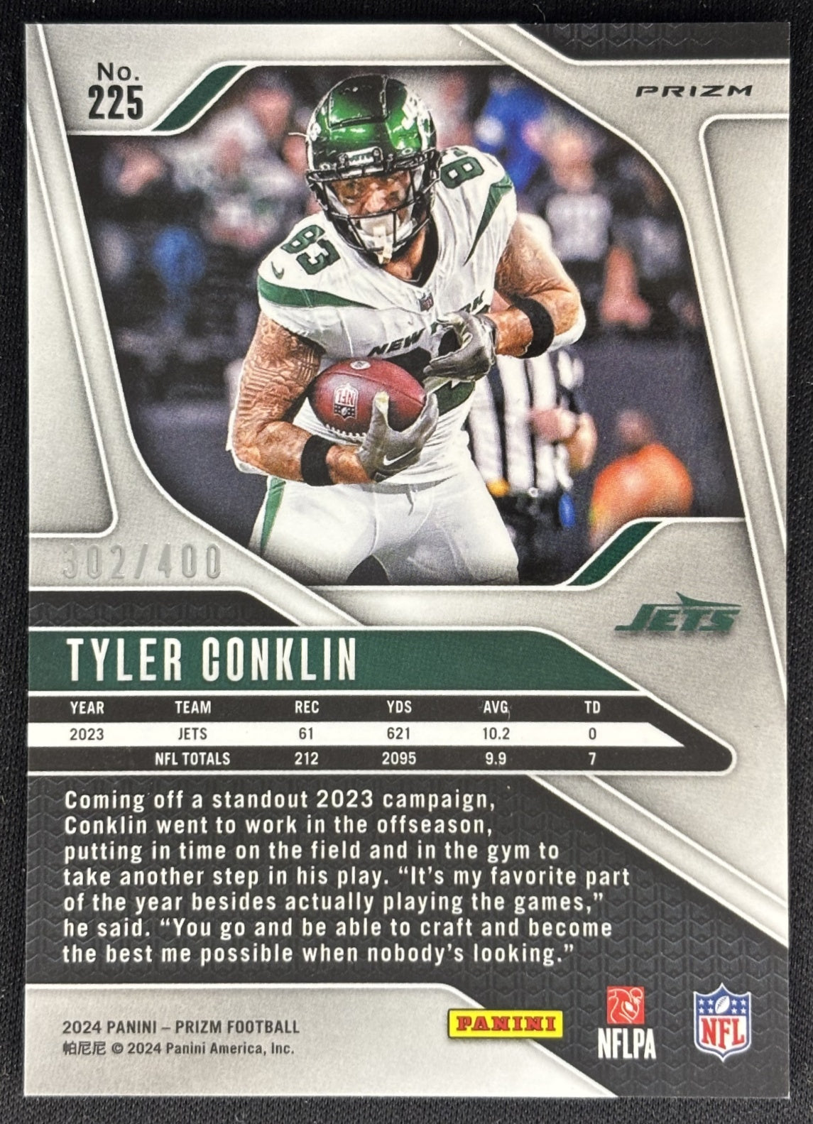 Tyler Conklin 2024 Panini Prizm Pandora /400 Jets Sports Trading Cards