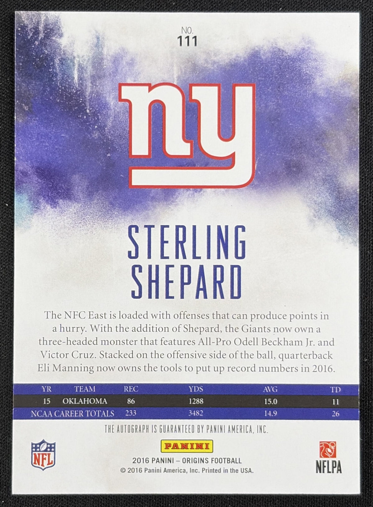 Sterling Shepard 2016 Panini Origins Auto Rookie Giants