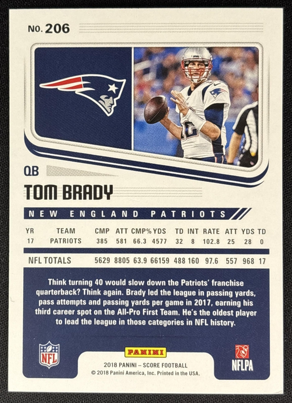 Tom Brady 2018 Panini Score Patriots Sports Trading Cards