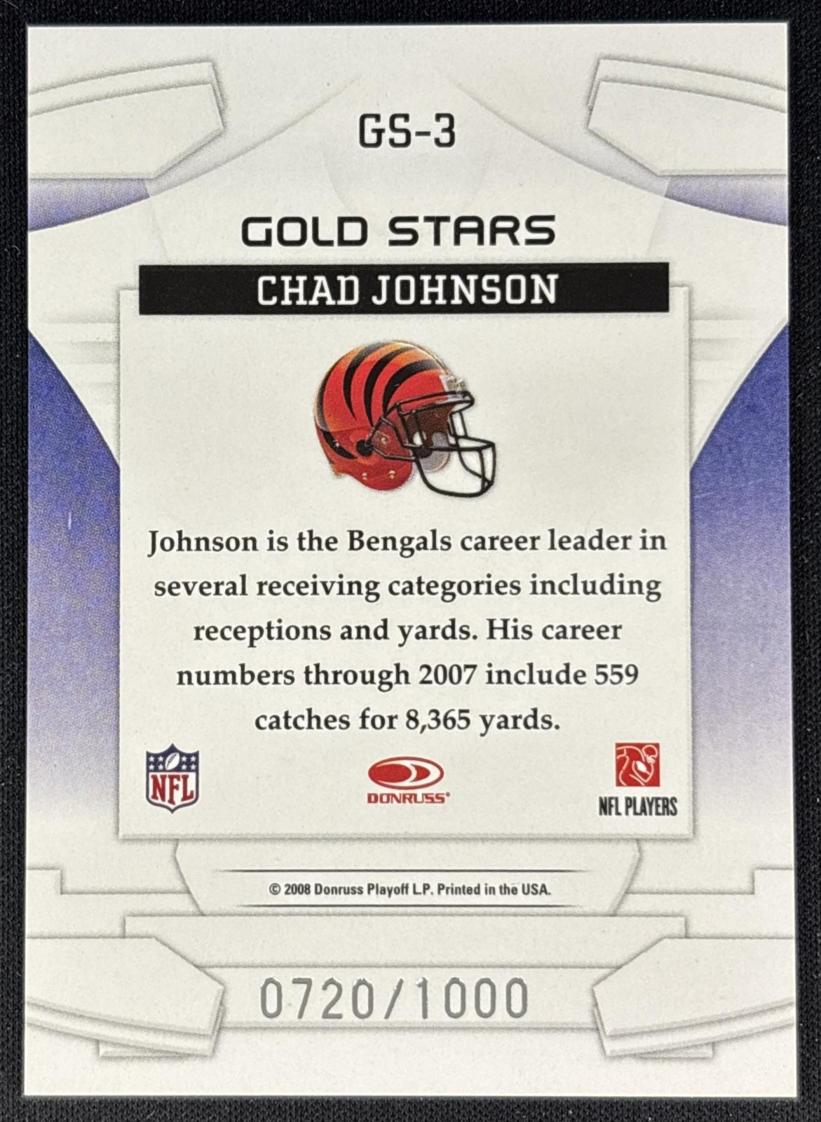 Chad Johnson 2008 Leaf Rookies & Stars Gold /1000 Bengals Sports Trading Cards