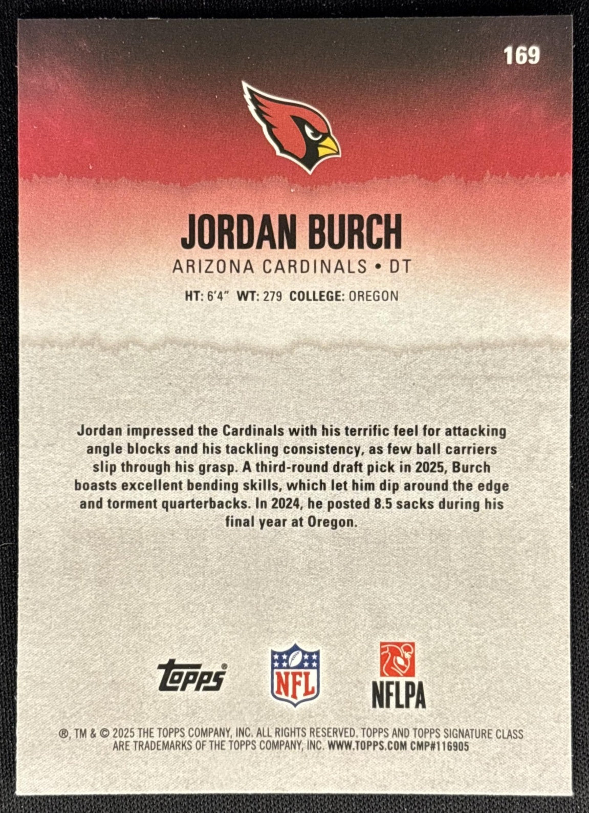 Jordan Burch 2025 Topps Signature Class Chrome Rookie Cardinals Sports Trading Cards