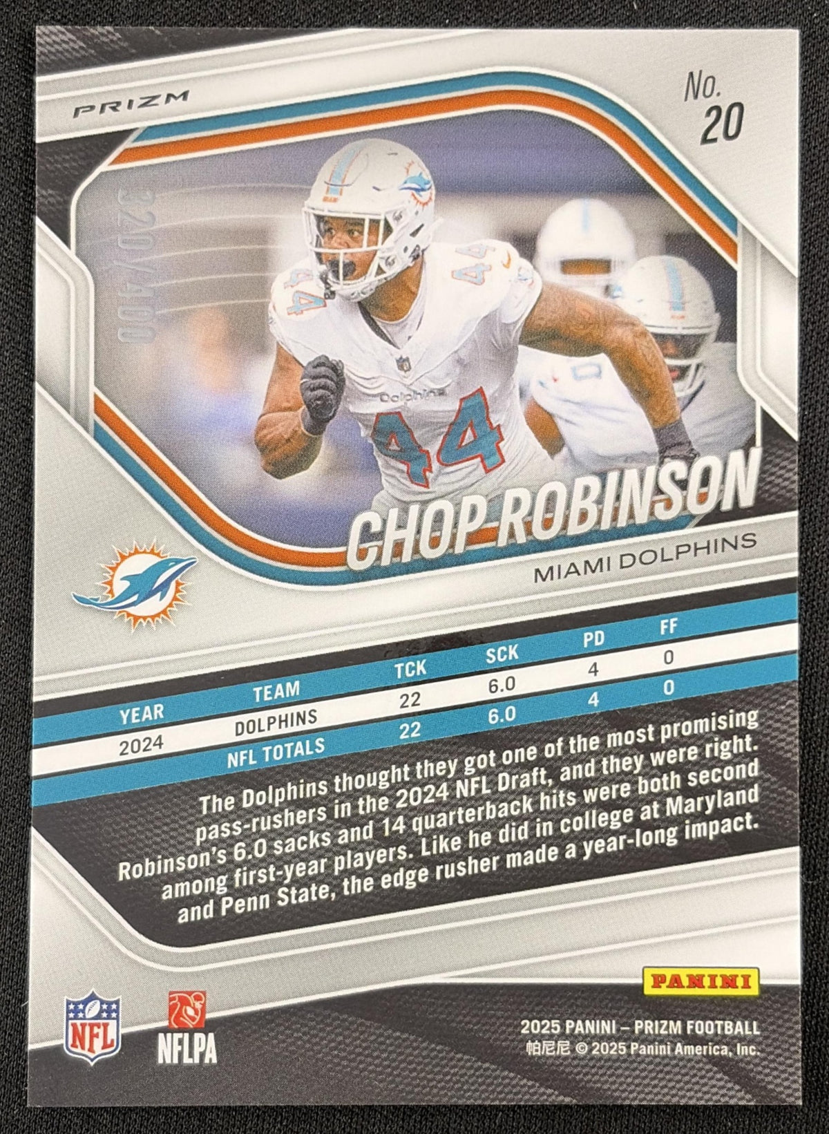 Chop Robinson 2025 Panini Prizm Pandora /400 Dolphins
