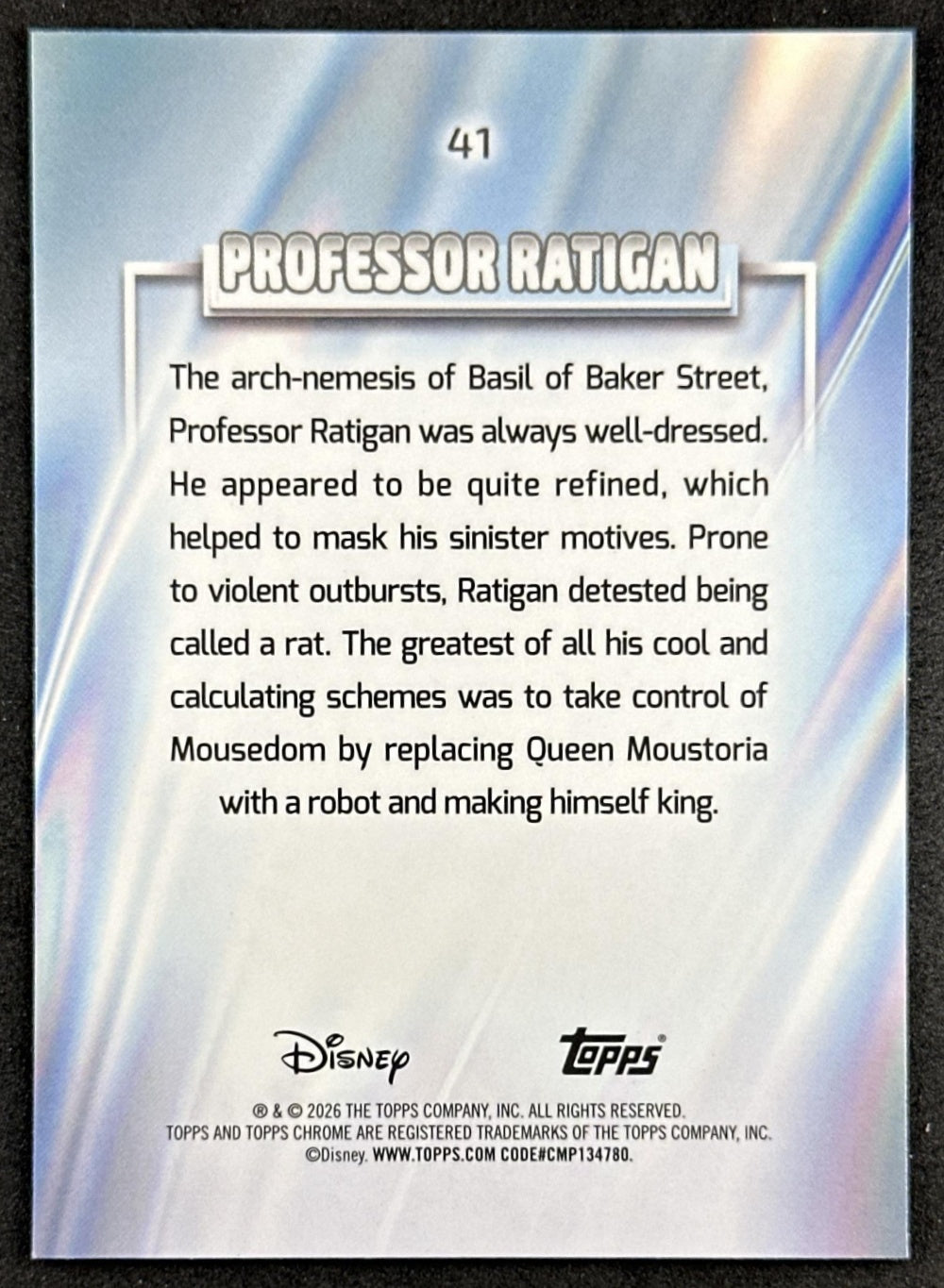 Professor Ratigan 2026 Topps Chrome Disney The Great Mouse Detective Non-Sport Trading Cards