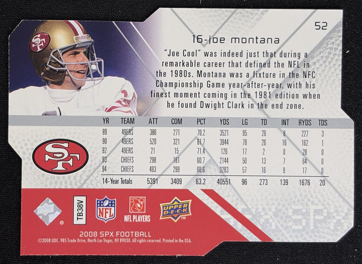 Joe Montana 2008 SPx 49ers Sports Trading Card