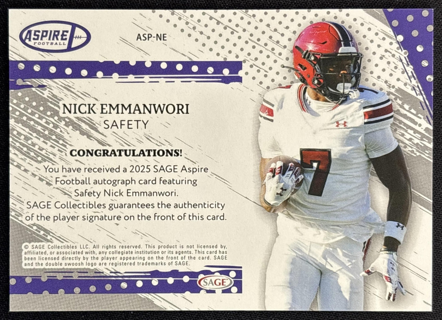 Nick Emmanwori 2025 Aspire Auto Seahawks back