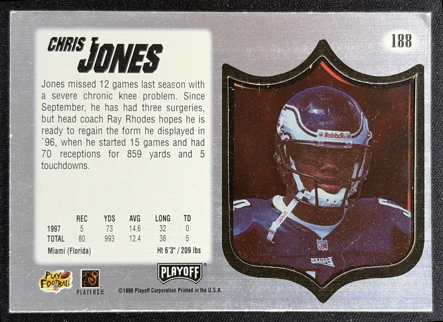 Chris T. Jones 1998 Playoff Absolute SSD Hobby Eagles