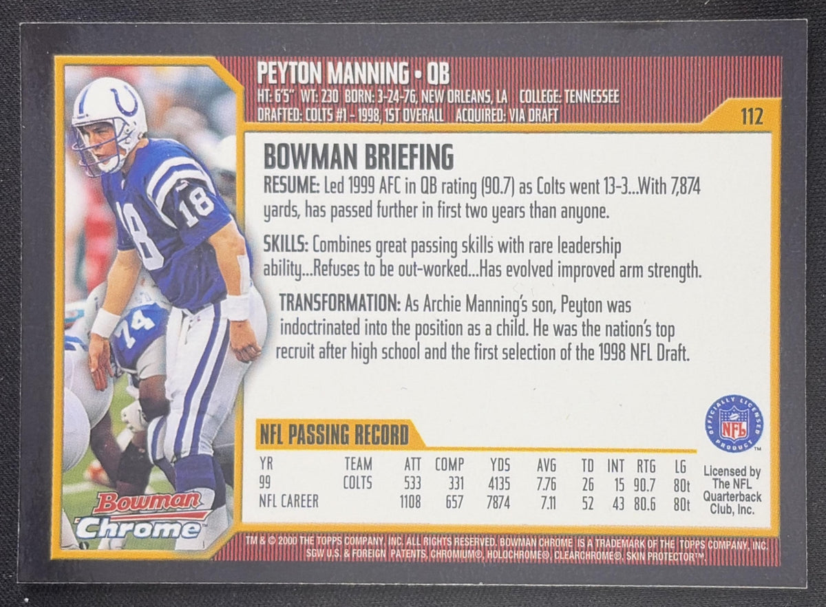 Peyton Manning 2000 Bowman Chrome Colts