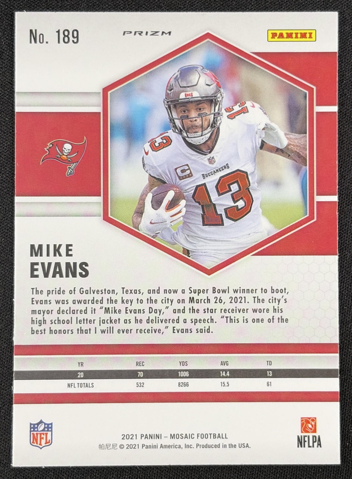 Mike Evans 2021 Panini Mosaic Prizm Reactive Yellow Buccaneers