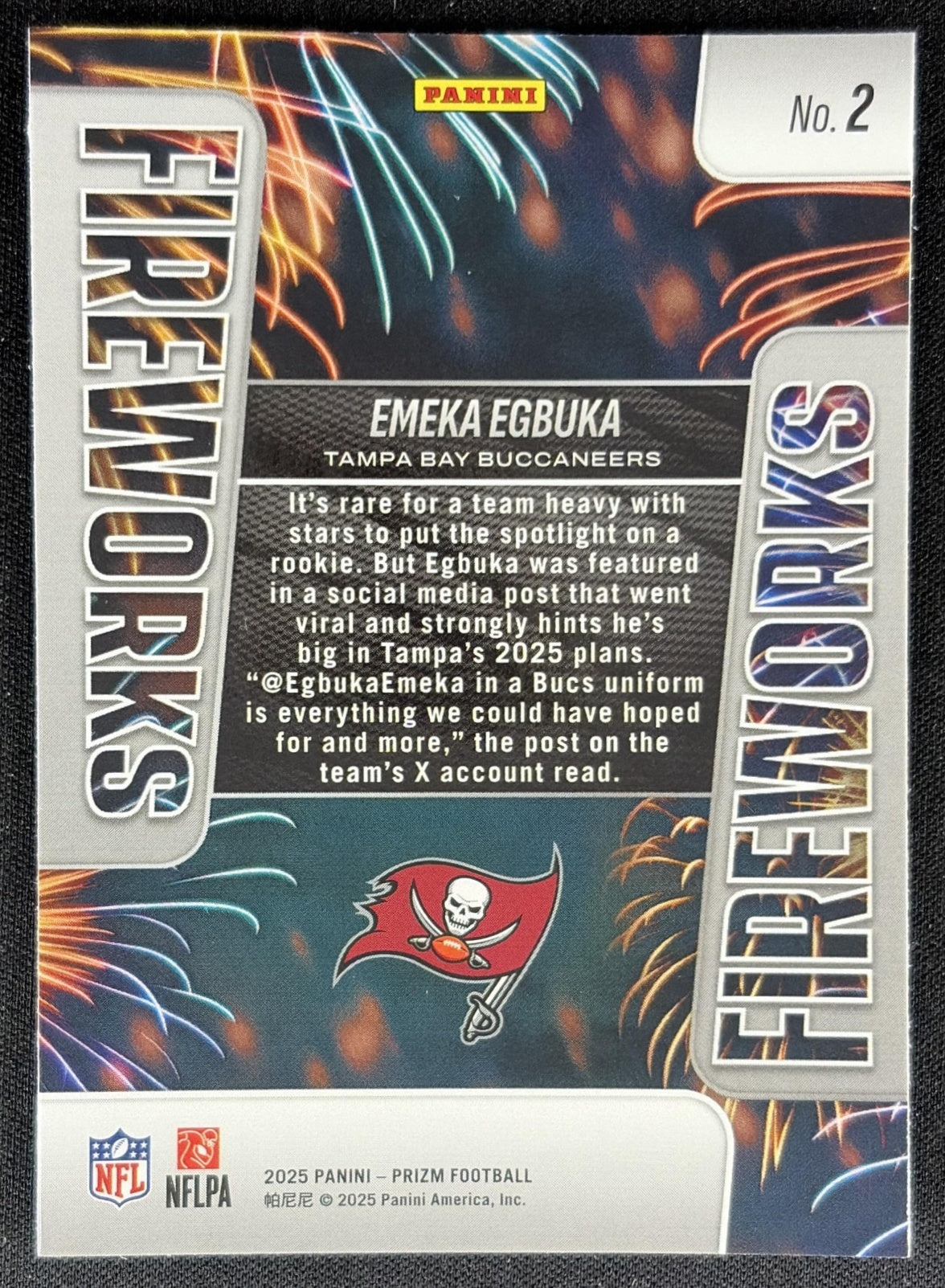 Emeka Egbuka 2025 Panini Prizm Fireworks Buccaneers