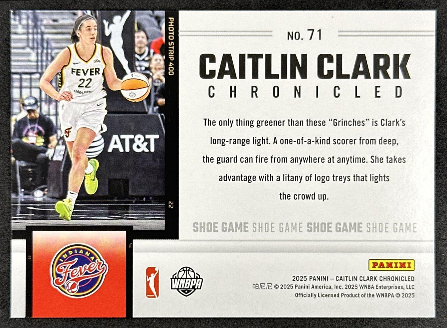 Caitlin Clark 2025 Panini Chronicled Shoe Game Red Holo Fever 71 Indiana Fever