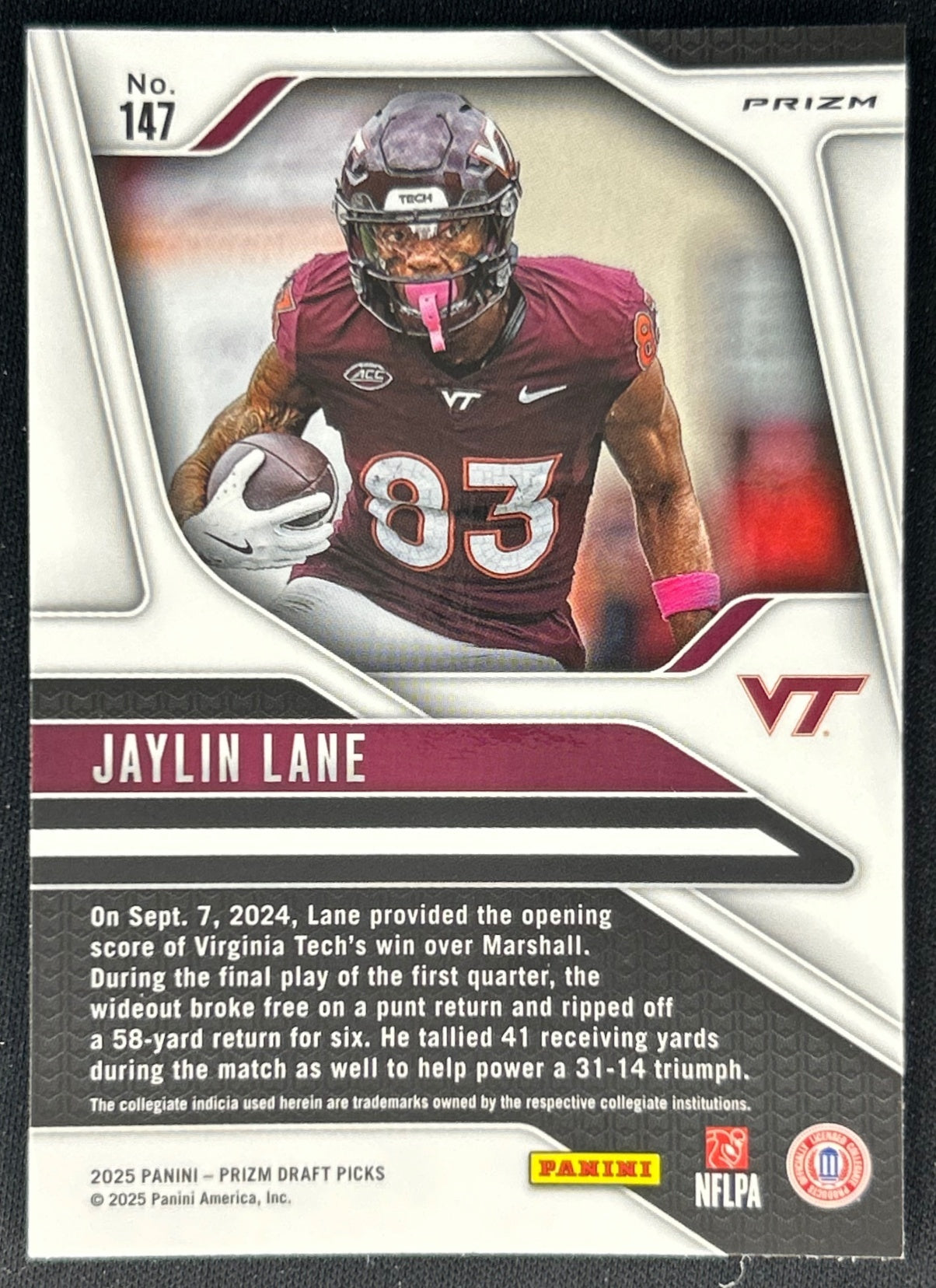 Jaylin Lane 2025 Prizm Draft Picks Gold Ice Commanders Sports Trading Card