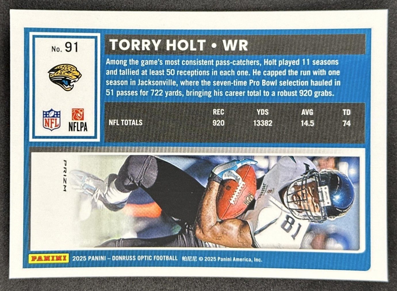 Torry Holt 2025 Panini Donruss Optic Stars Prizm Jaguars Sports Trading Card