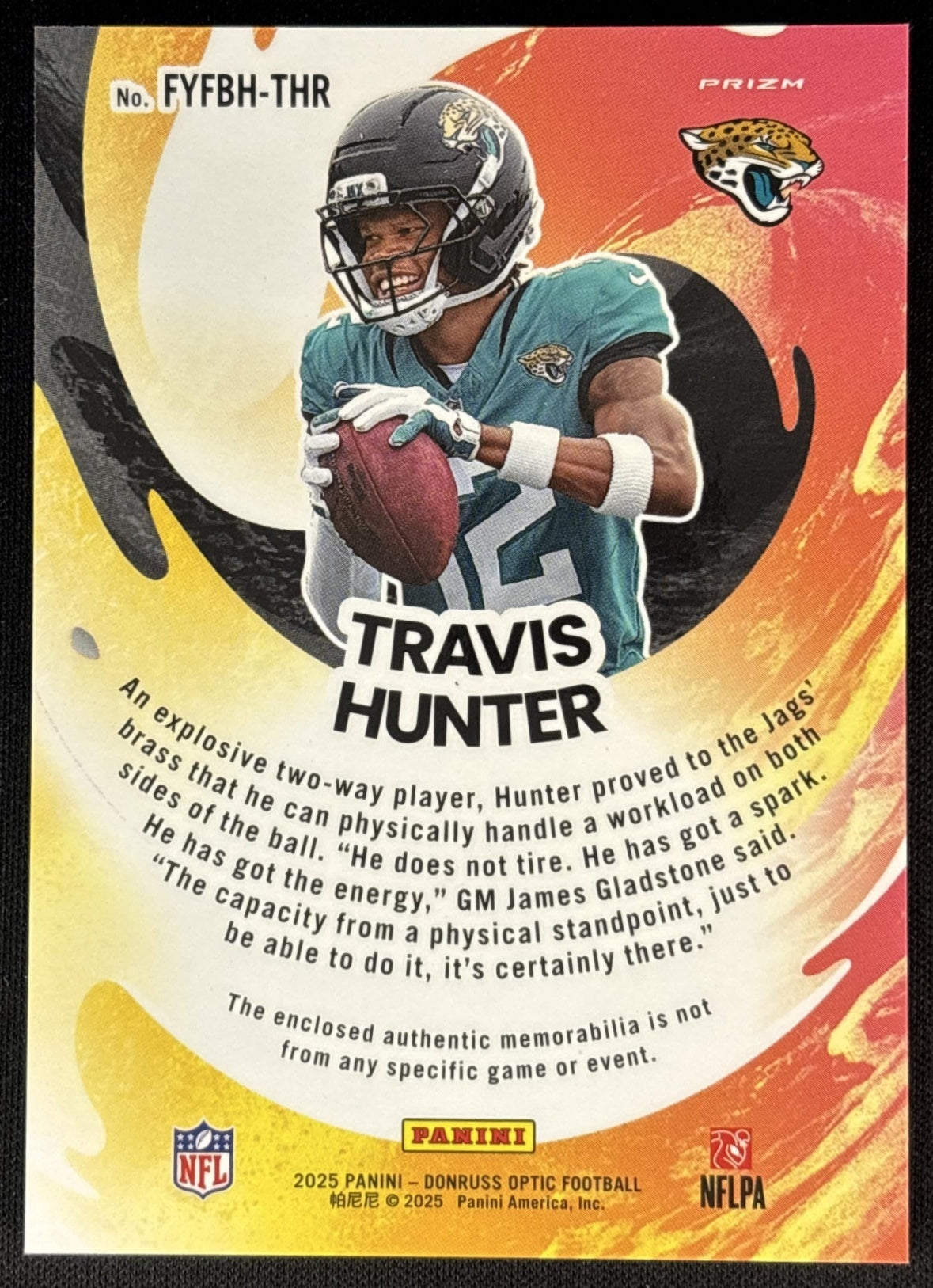 Travis Hunter 2025 Donruss Optic First Year Fresh Blue Hyper Prizm Jaguars Sports Trading Cards