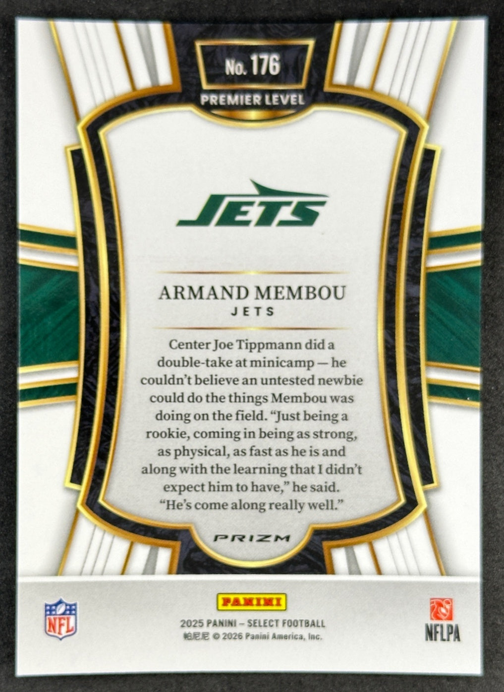 Armand Membou 2025 Select Premier Level Green and Red Prizm Shock Jets