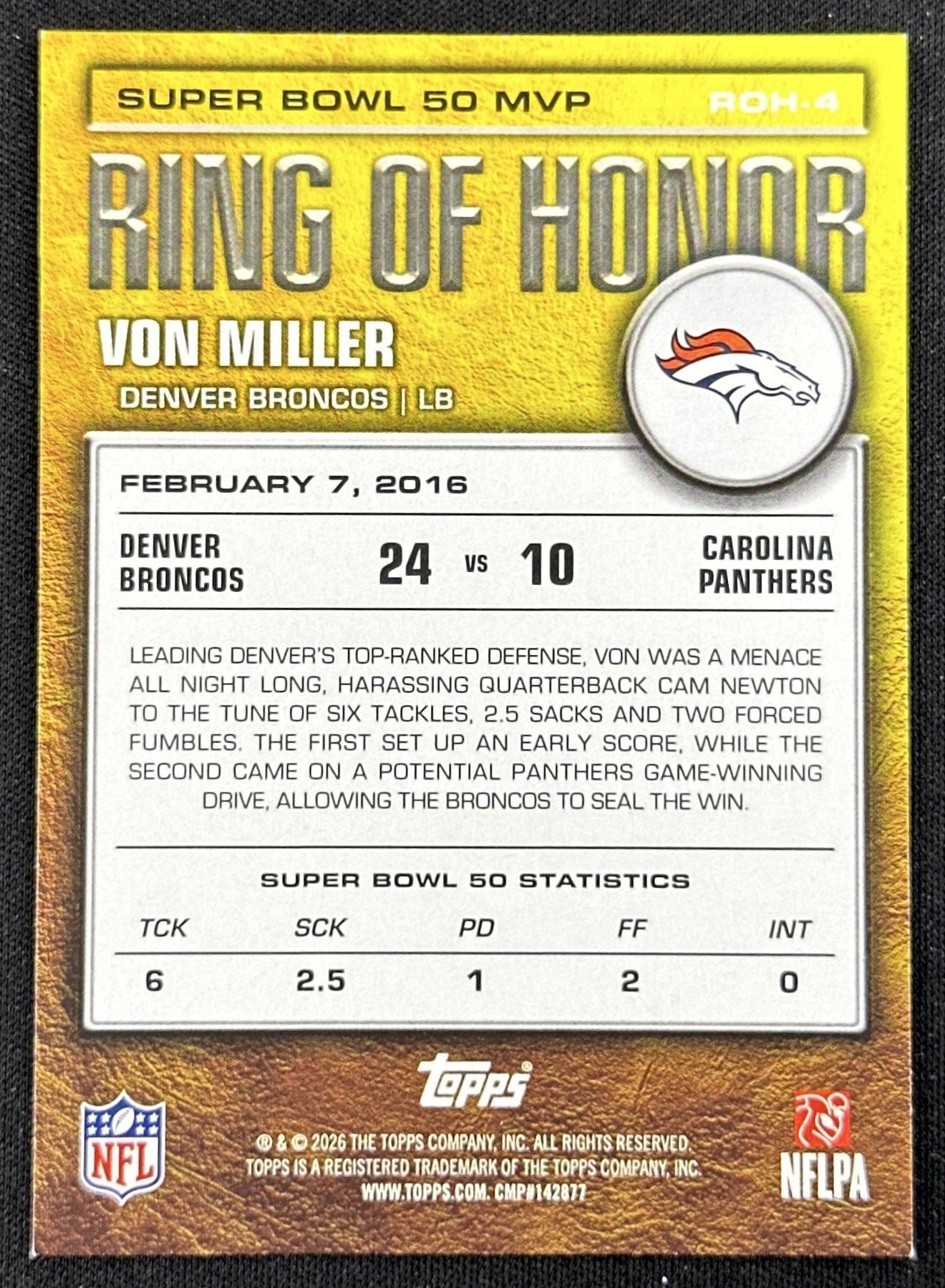 Von Miller 2026 Topps Flagship Ring of Honor Broncos