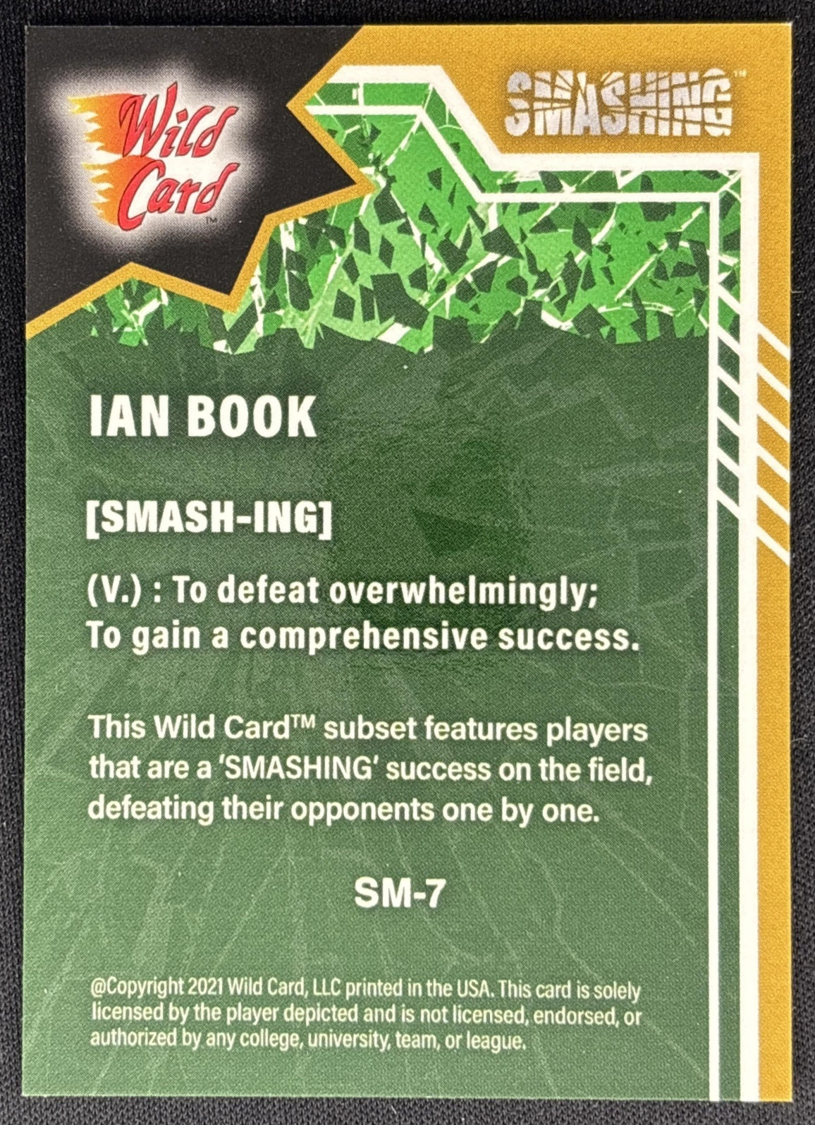 Ian Book 2021 Alumination Smashing Black Chase Green /50 Fighting Irish back