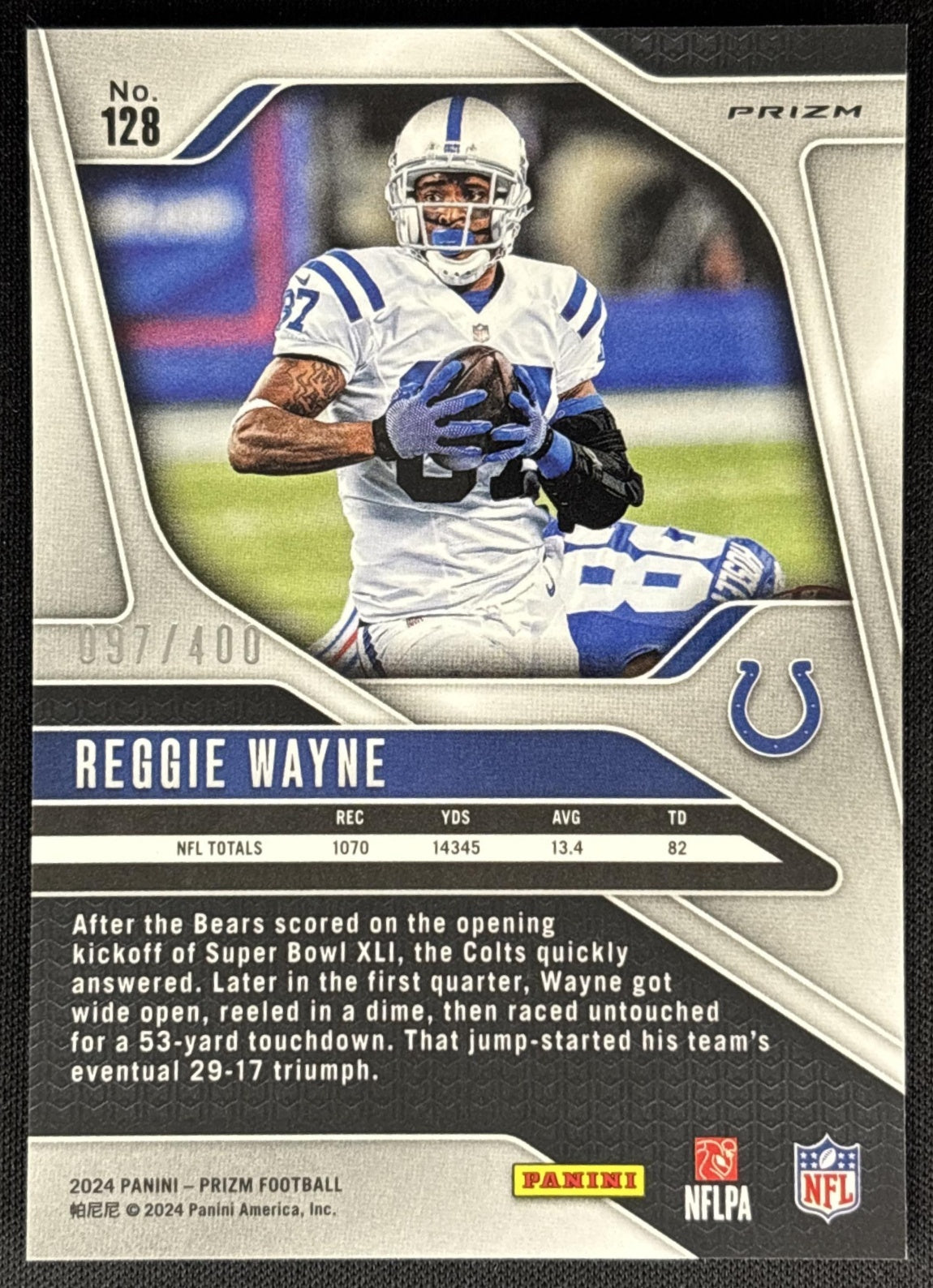 Reggie Wayne 2024 Panini Prizm Pandora /400 Colts Sports Trading Card