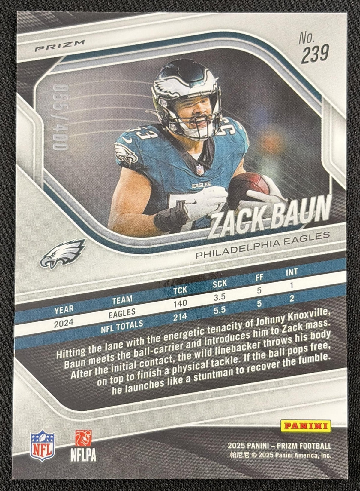 Zack Baun 2025 Panini Prizm Pandora /400 Eagles