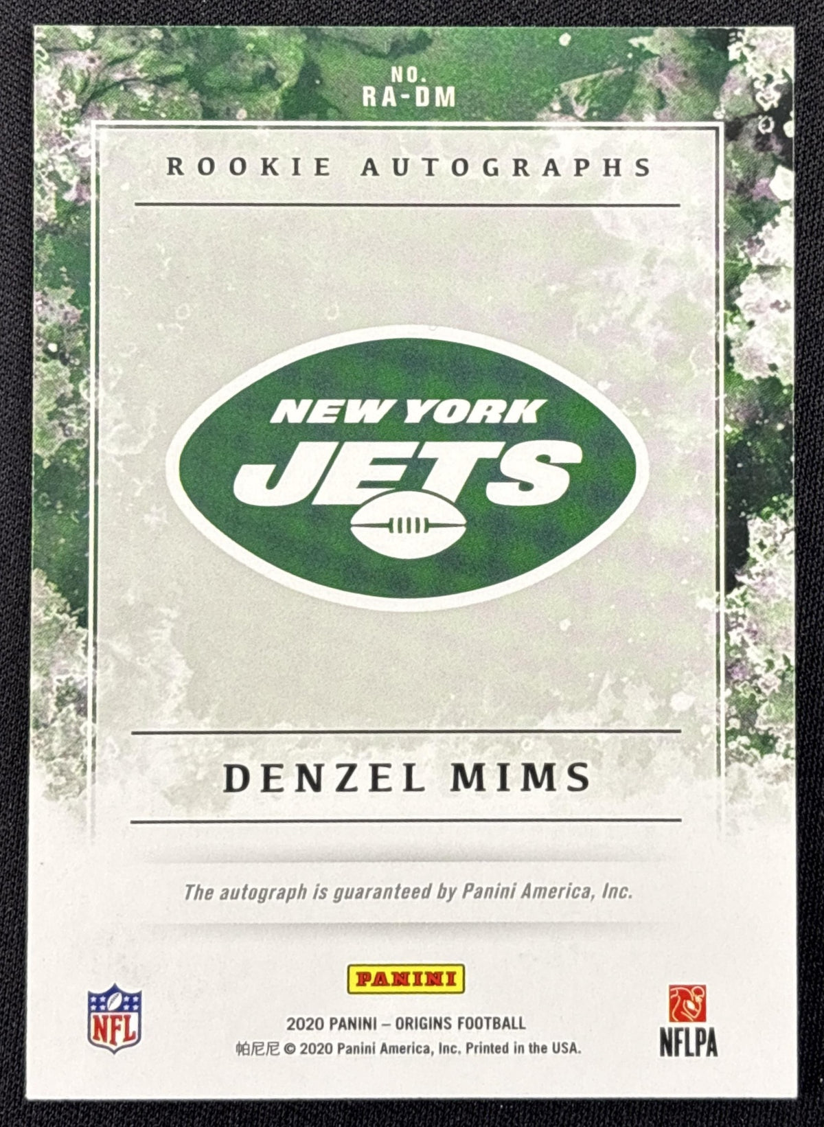 Denzel Mims 2020 Panini Origins Rookie Auto Jets