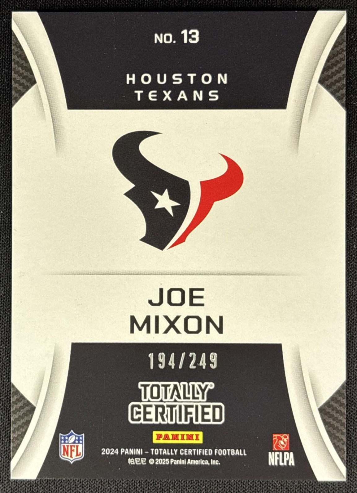 Joe Mixon 2024 Panini Totally Certified Sunday Special Red /249 Texans Sports Trading Cards