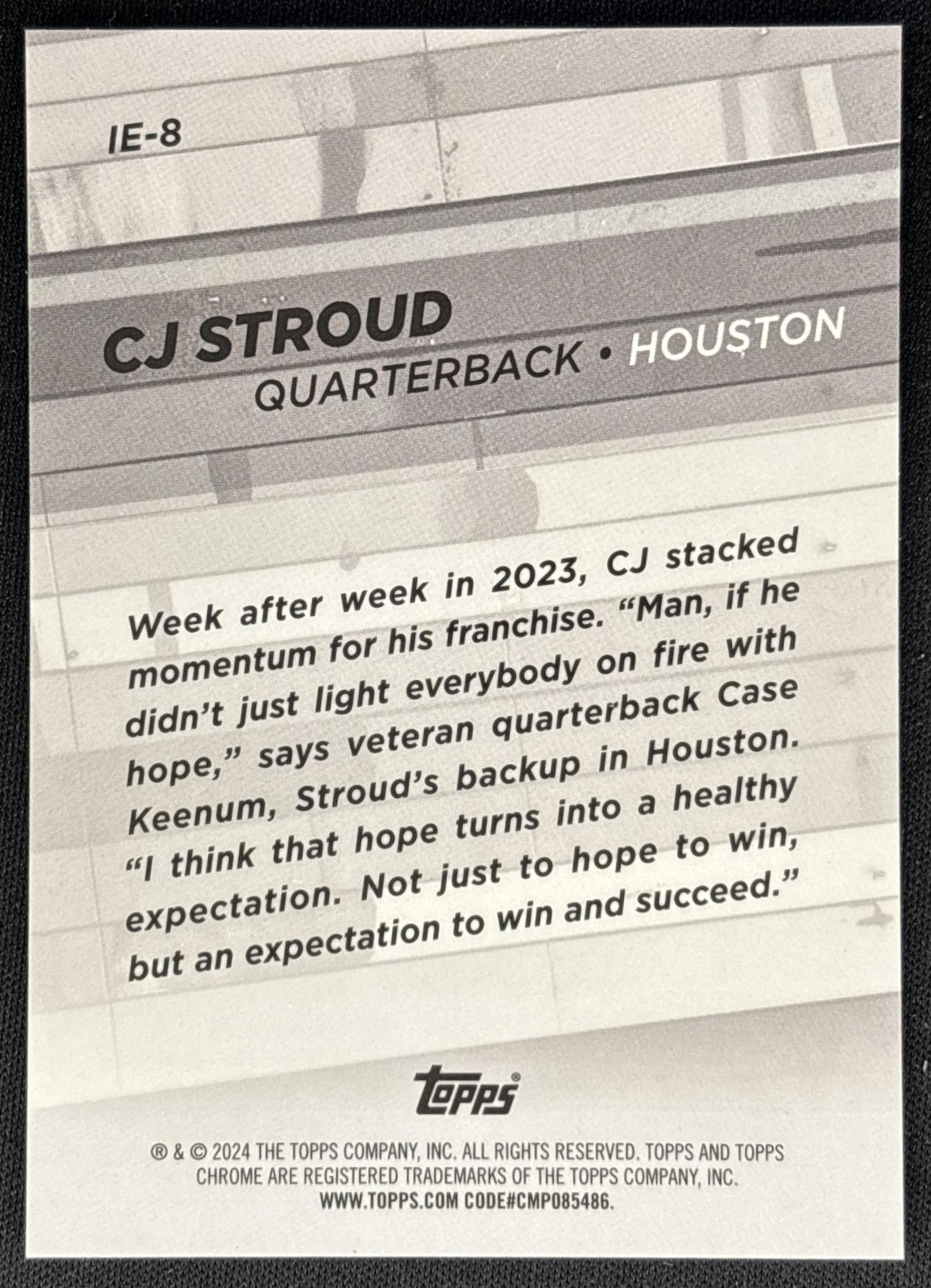 CJ Stroud 2024 Topps Chrome Into Existence Texans Sports Trading Card