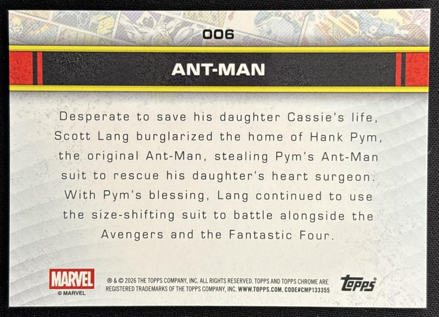 Ant-Man 2026 Topps Chrome Marvel Comics back