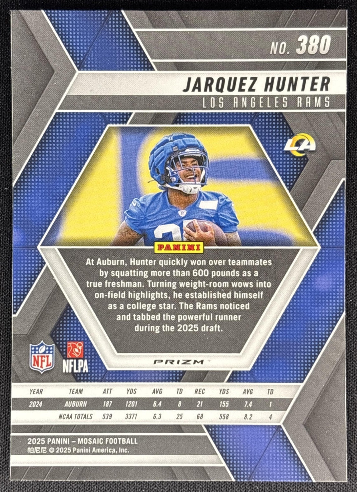 Jarquez Hunter 2025 Panini Mosaic Rookies Reactive Blue Prizm Rams Sports Trading Cards