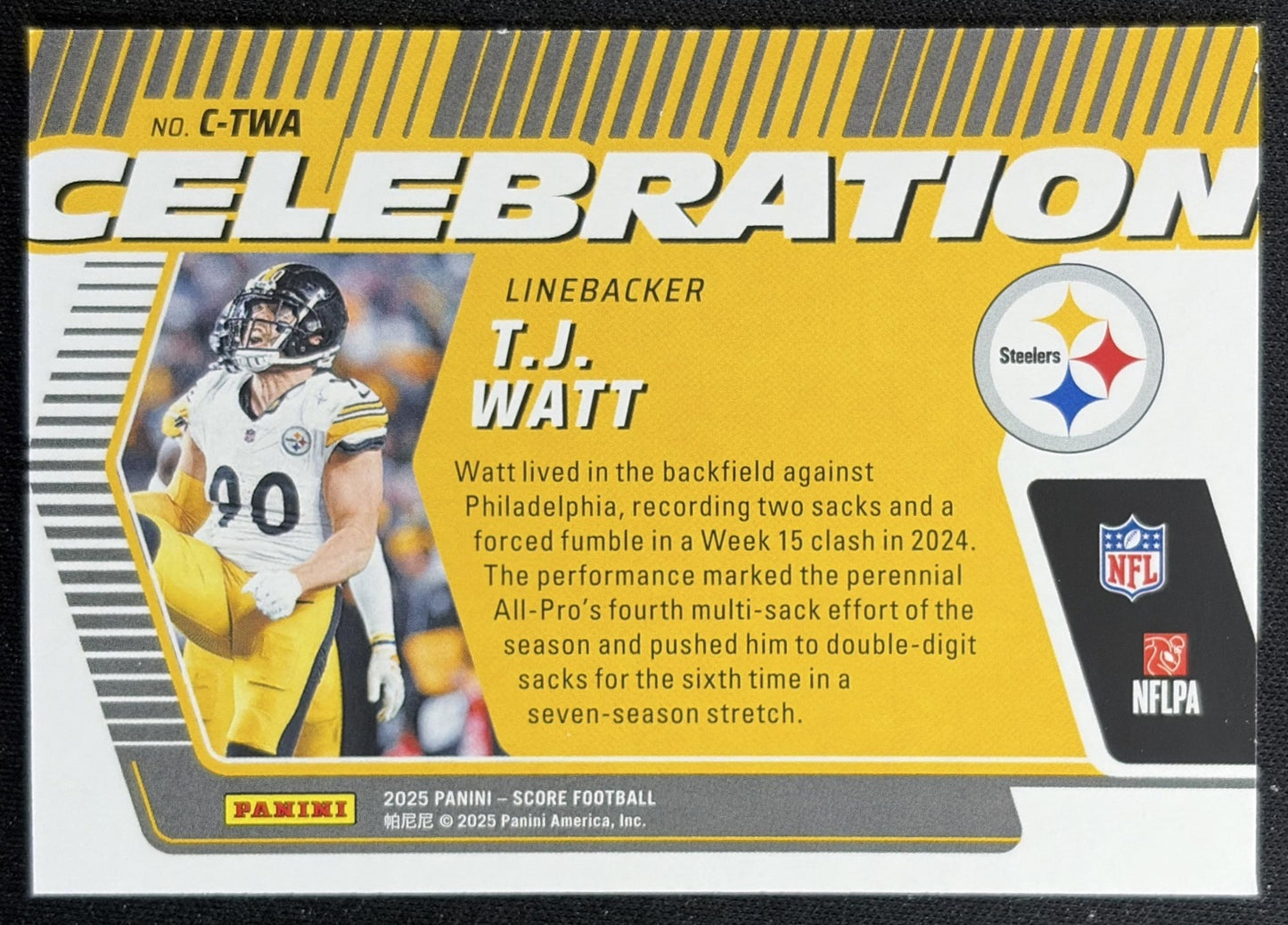 T.J. Watt 2025 Panini Score Celebration Gold Steelers Sports Trading Cards