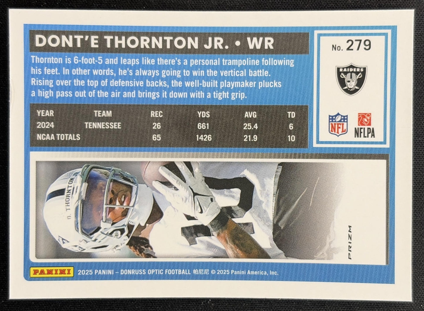 Dont'e Thornton Jr. 2025 Panini Donruss Optic Rated Rookie Stars Prizm Raiders