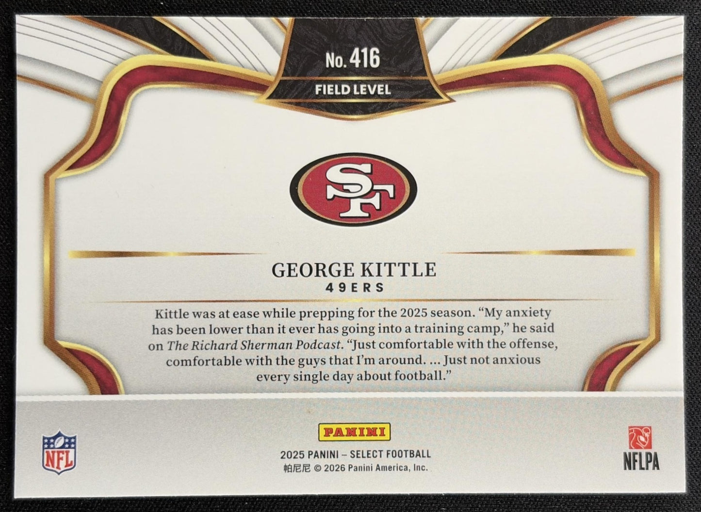 George Kittle 2025 Panini Select Field Level 49ers