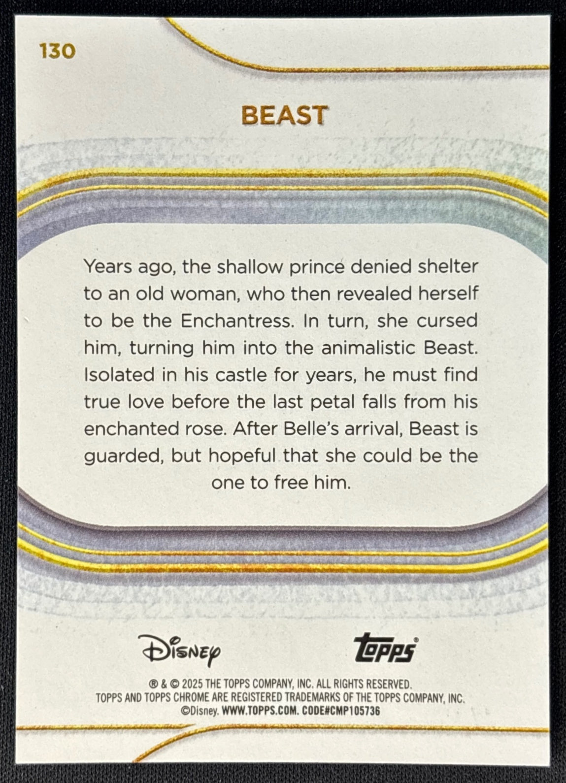 Beast 2025 Chrome Disney Orange Refractor /25 (Back) | Wayne Collection