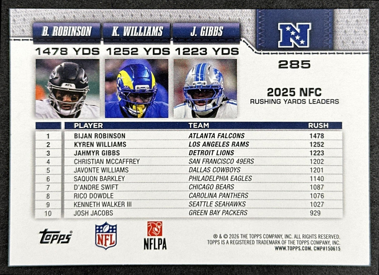 Bijan Robinson Kyren Williams Jahmyr Gibbs 2026 Topps Flagship Sports Trading Cards