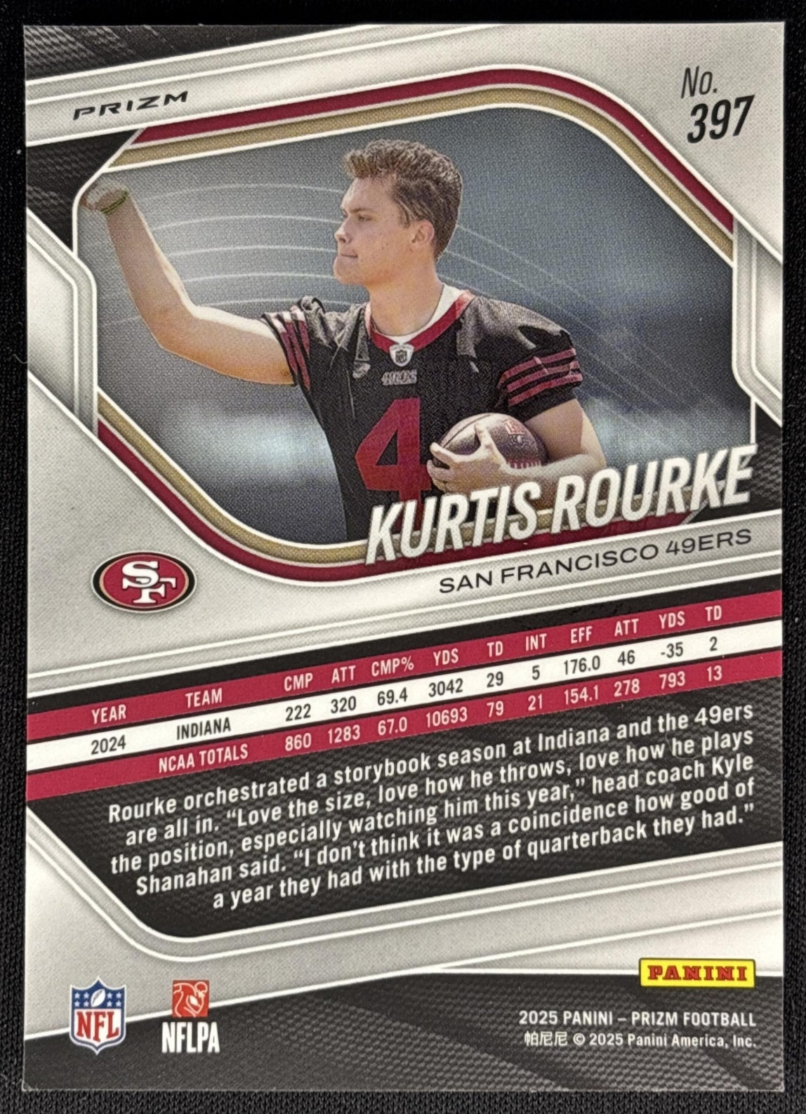 Kurtis Rourke 2025 Panini Prizm Red White BLue 49ers Sports Trading Cards