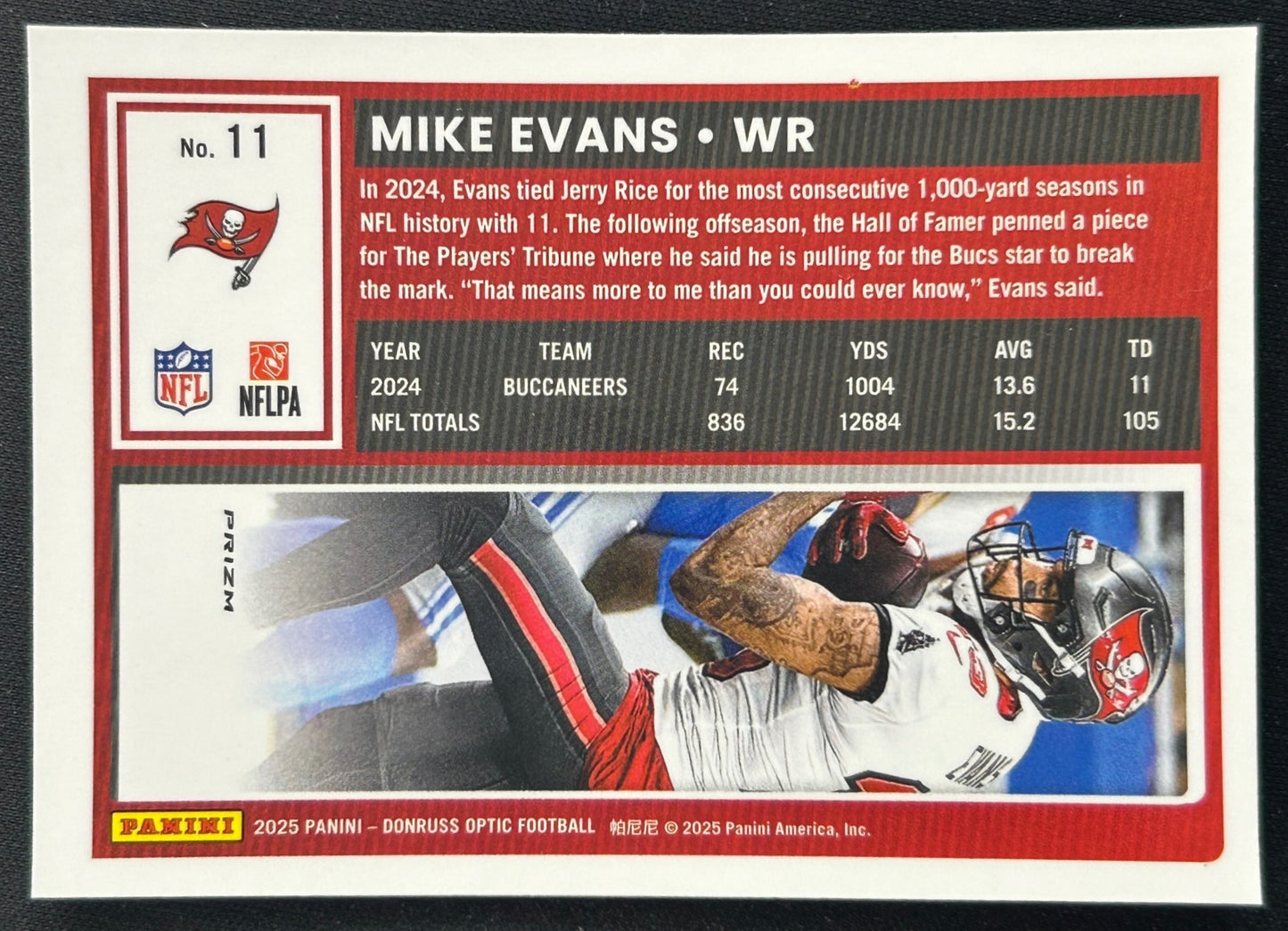 Mike Evans 2025 Donruss Optic Holo Prizm Buccaneers 49ers Sports Trading Card