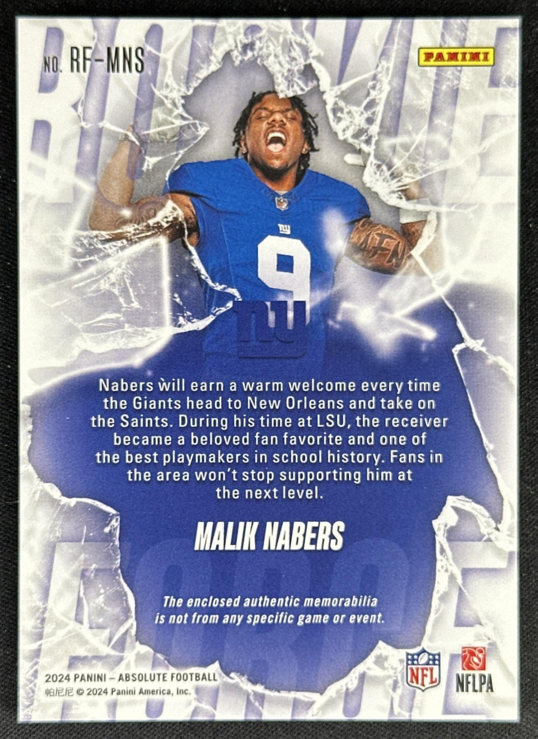 Malik Nabers 2024 Panini Absolute Rookie Force