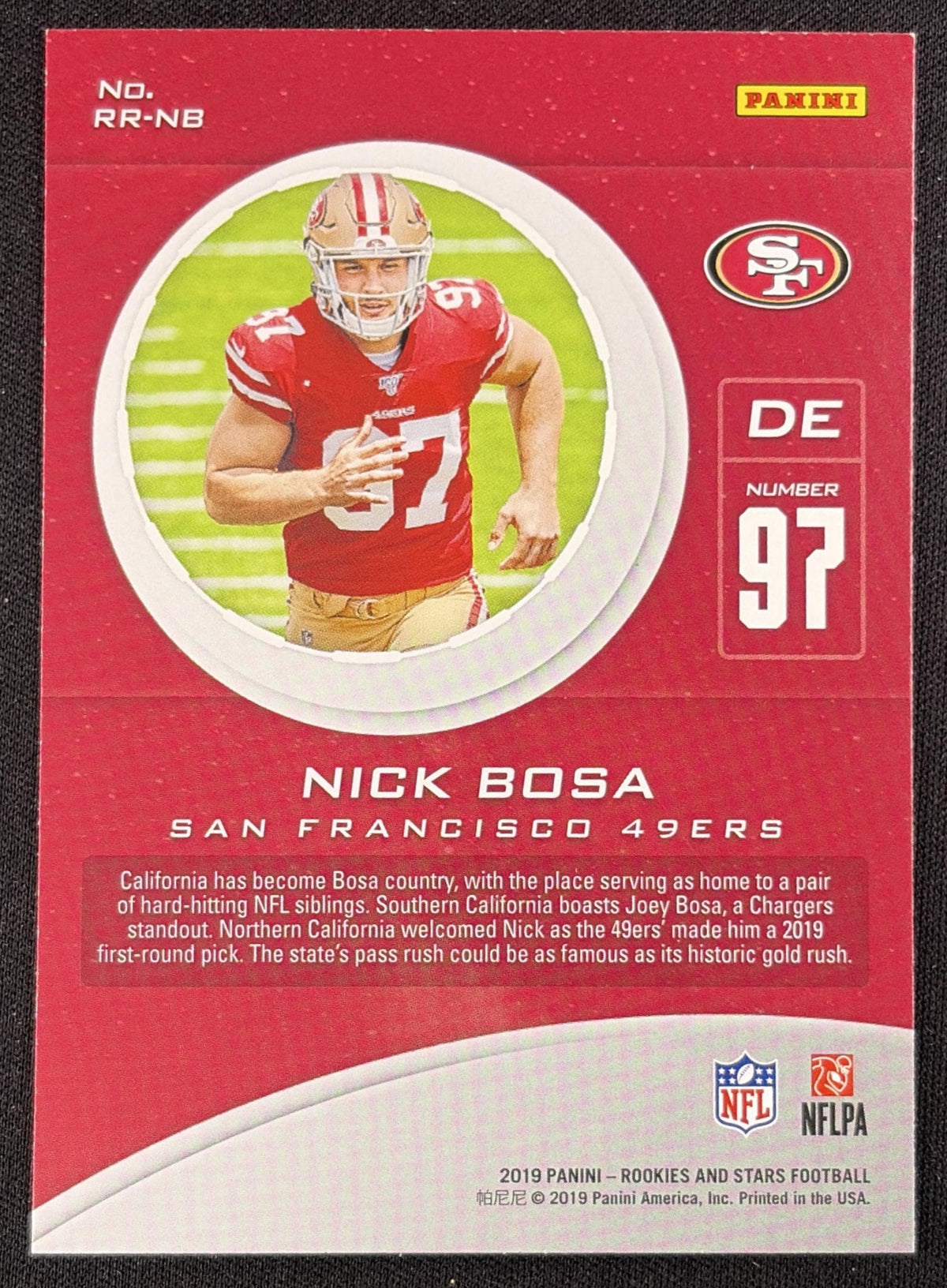 Nick Bosa 2019 Panini Rookies & Stars Rookie Rush 49ers