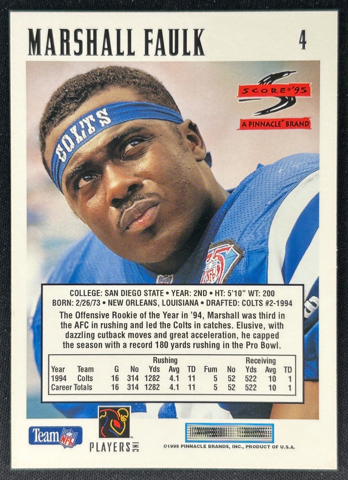 Marshall Faulk 1995 Colts