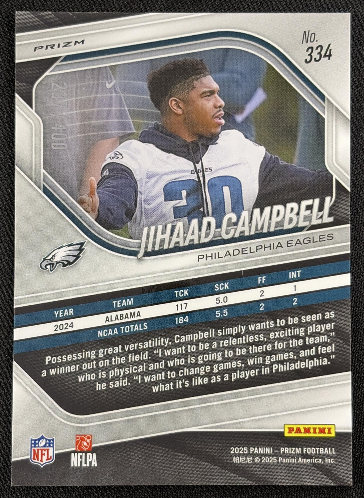 Jihaad Campbell 2025 Panini Prizm Pandora /400 Eagles