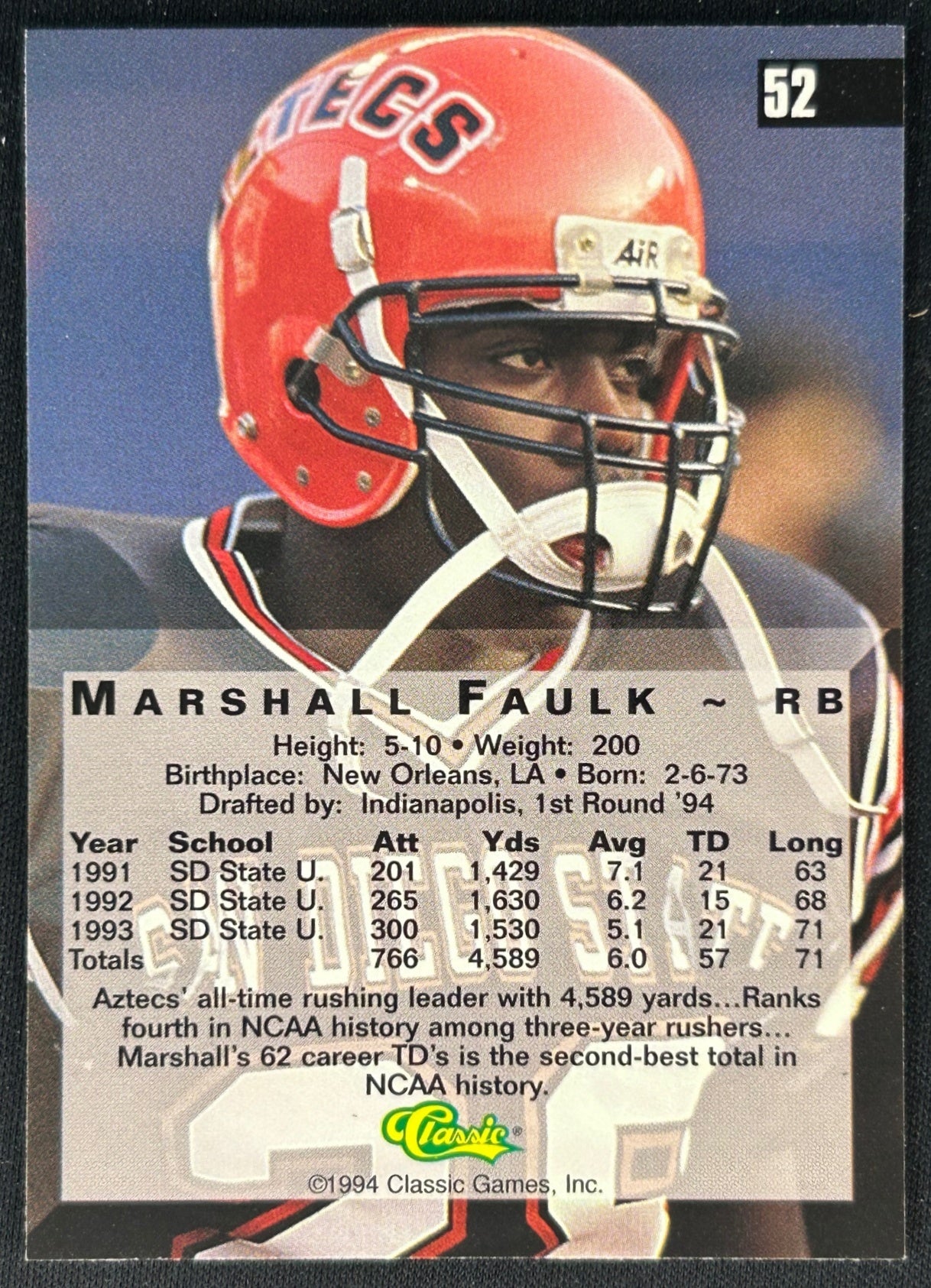 Marshall Faulk 1994 4 Sport Colts Sports Trading Cards