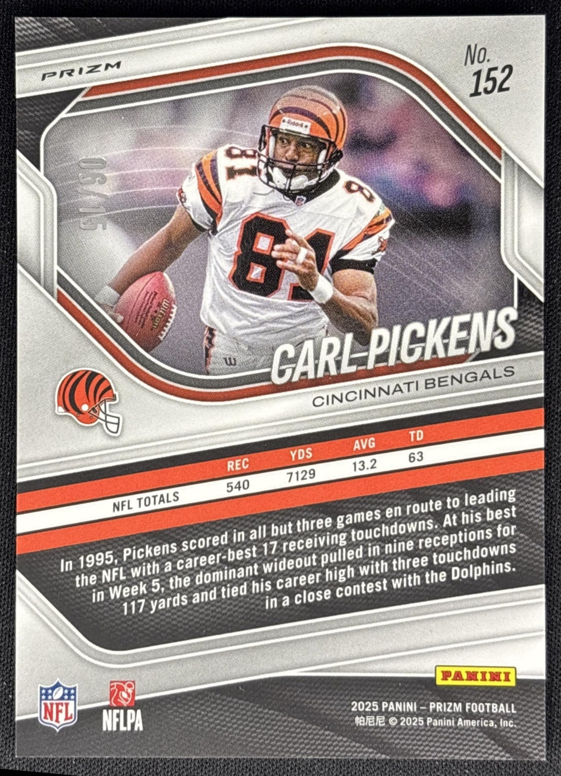 Carl Pickens 2025 Panini Prizm Choice Cherry Blossom /15 Bengals Sports Trading Cards