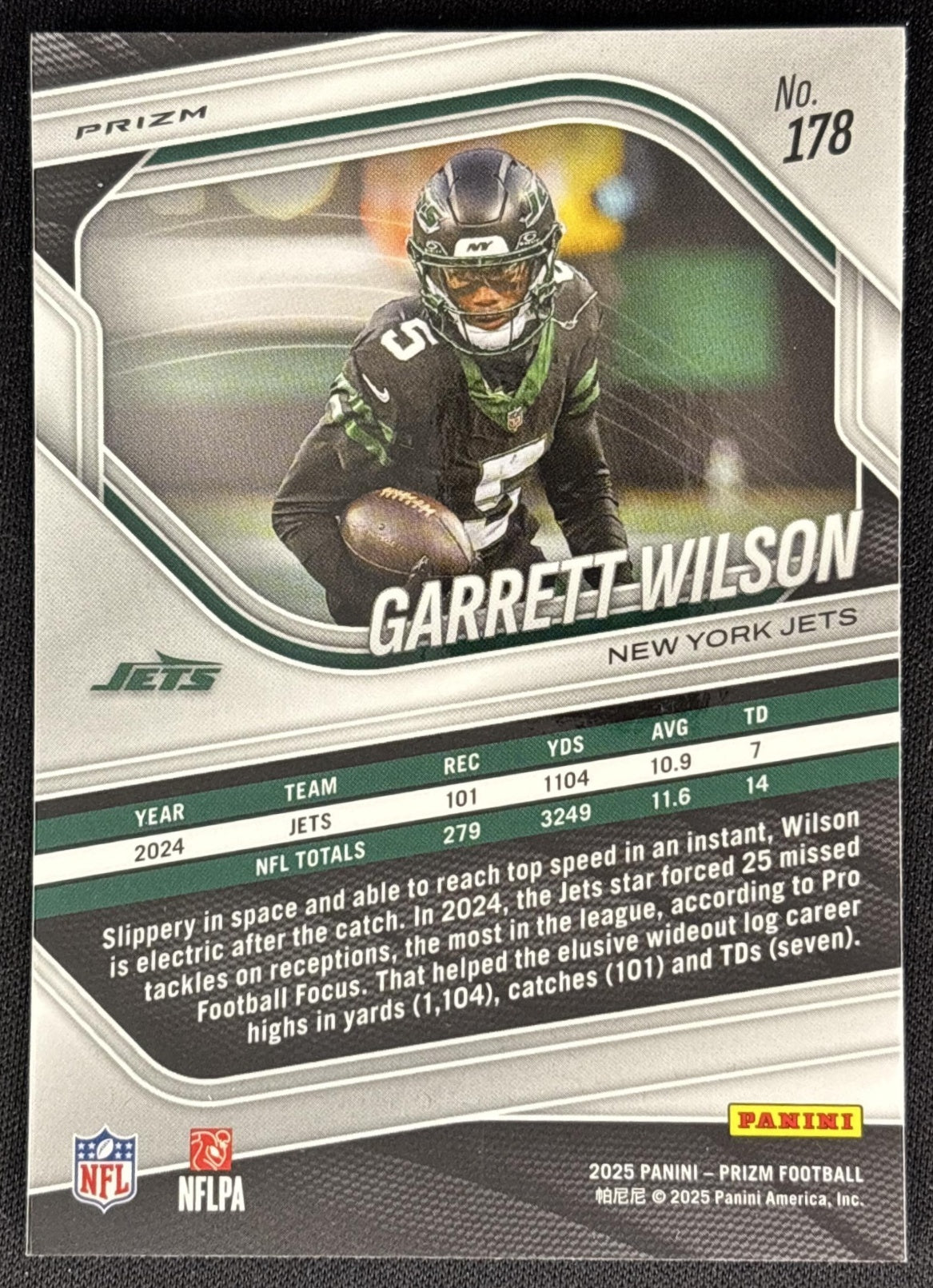 Garrett Wilson 2025 Panini Prizm White Disco Jets Sports Trading Cards